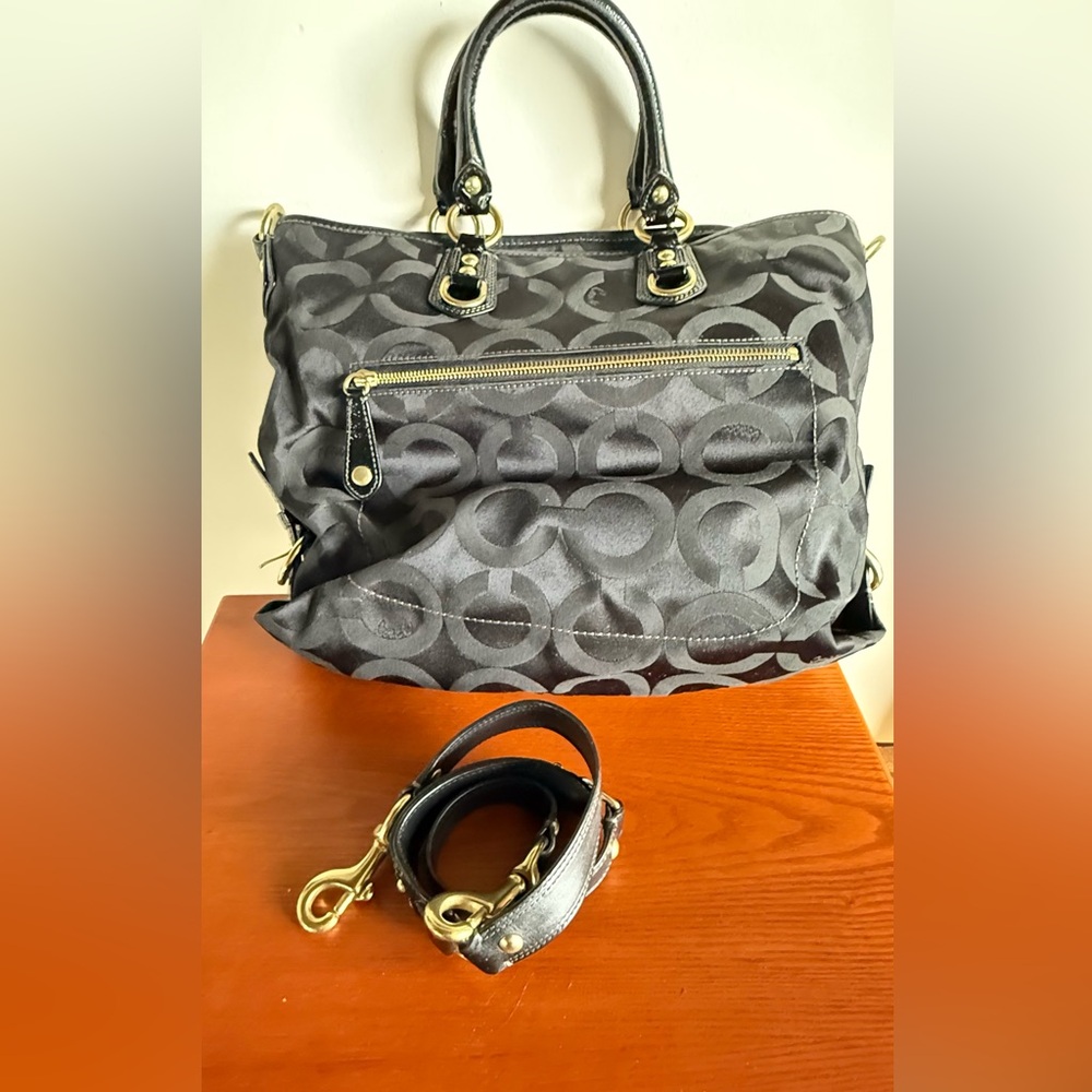 Coach Black Signature Canvas Ashley Top Handle Bag - Picture 5 of 10